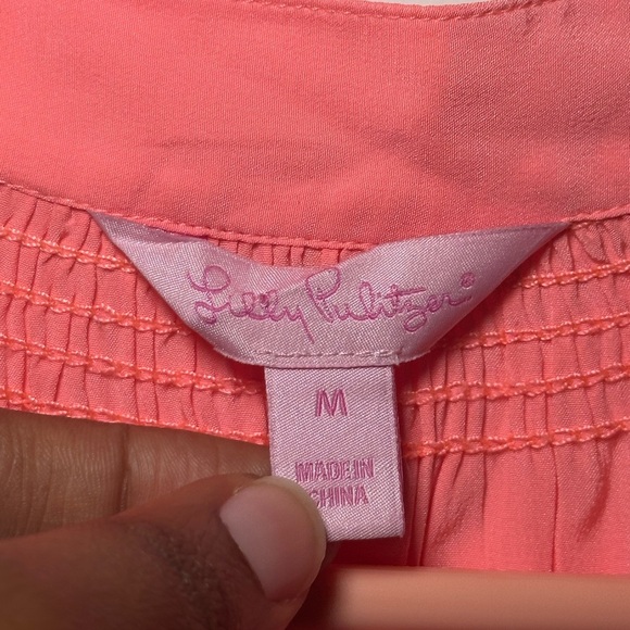 Lilly Pulitzer 100% Silk Pink Sleeveless Henley Tank Blouse Size Medium - Picture 13 of 16